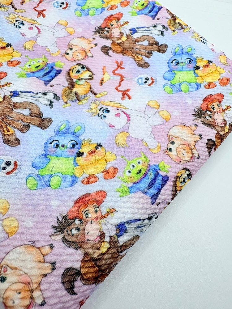 TS ombre mixed toy character story Printed Bullet Fabric