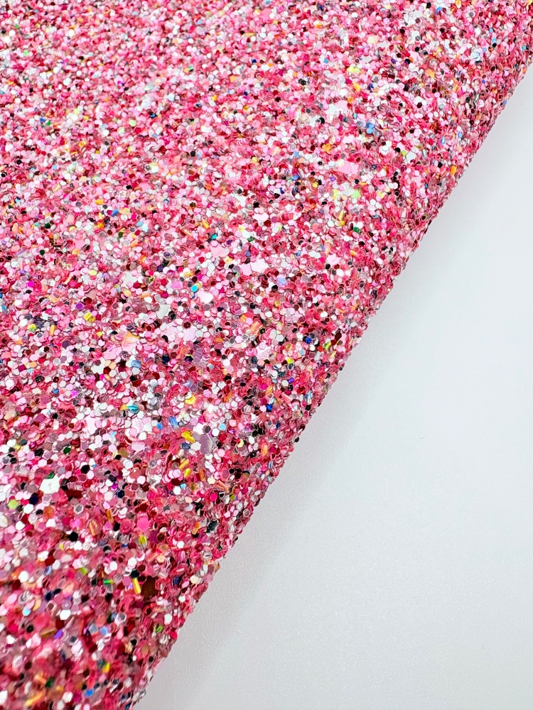 LIMITED EDITION PINK chunky glitter fabric