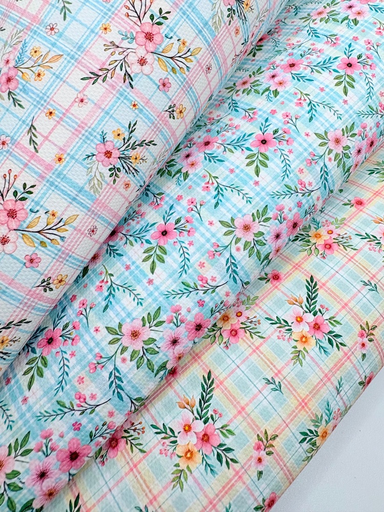 Plaid floral spring flowers Fabric Friday Bundle