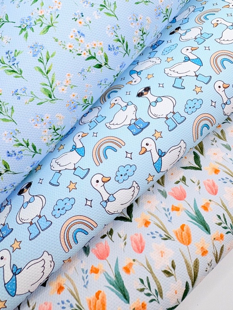 Blue floral goose rainbow Fabric Friday Bundle
