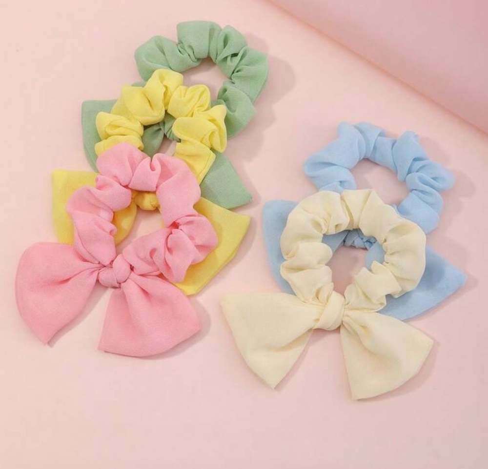 Chiffon scrunchie tail bobble five pack bundle