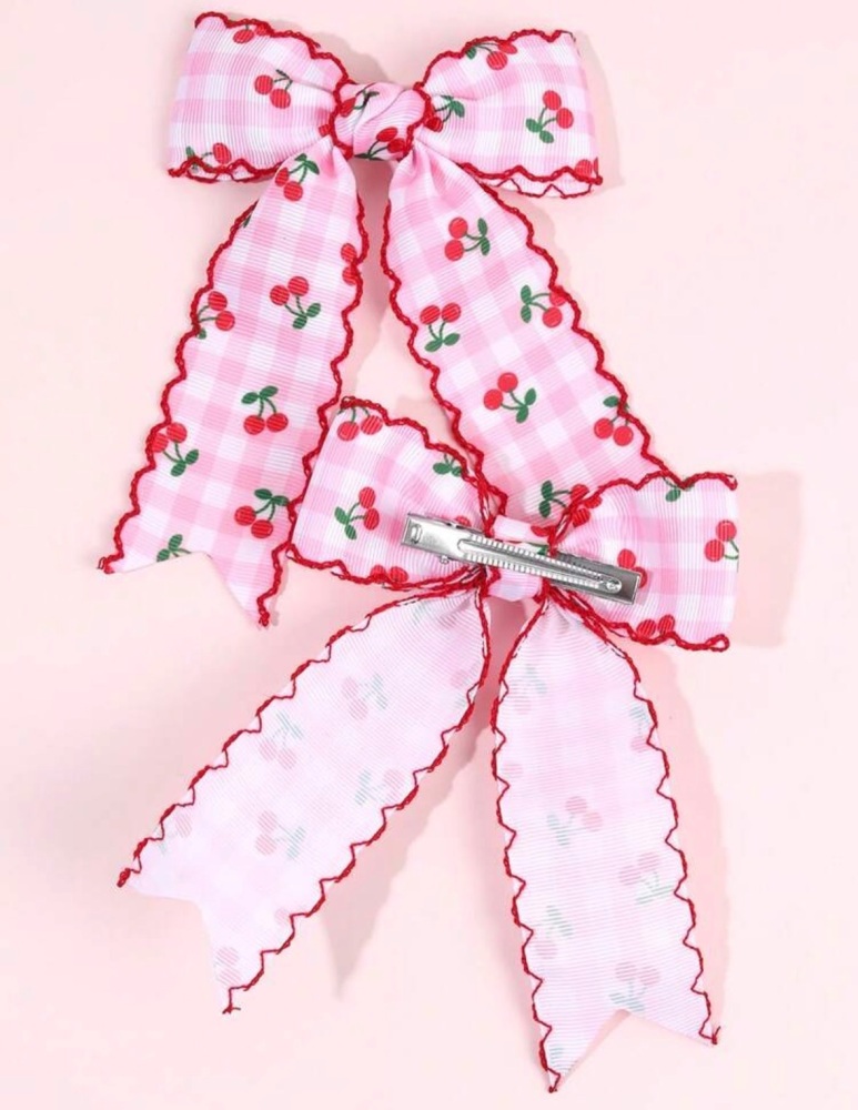 Cherry grosgrain bow Stall Filler On Clip