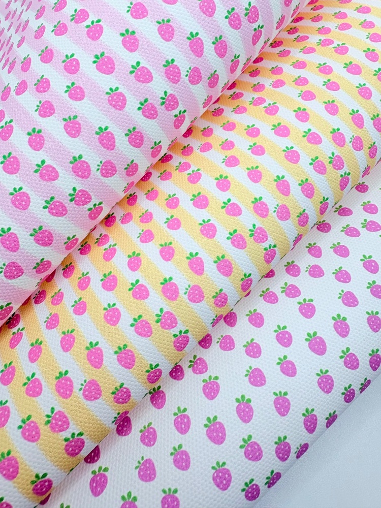 1800 - Strawberry Stripe printed canvas fabric sheet