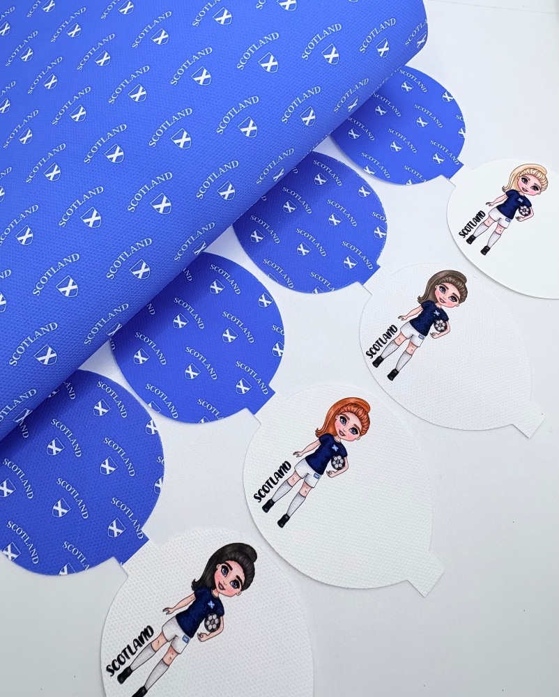 Scottish Flag with Scotland player football girls personalised pre cut bow loop