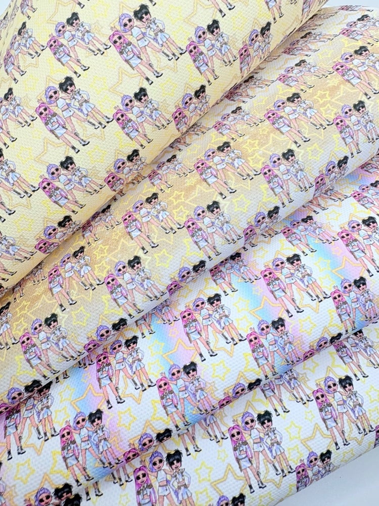 1800 - Kpop k pop white and gold star golden girls printed canvas fabric sheet