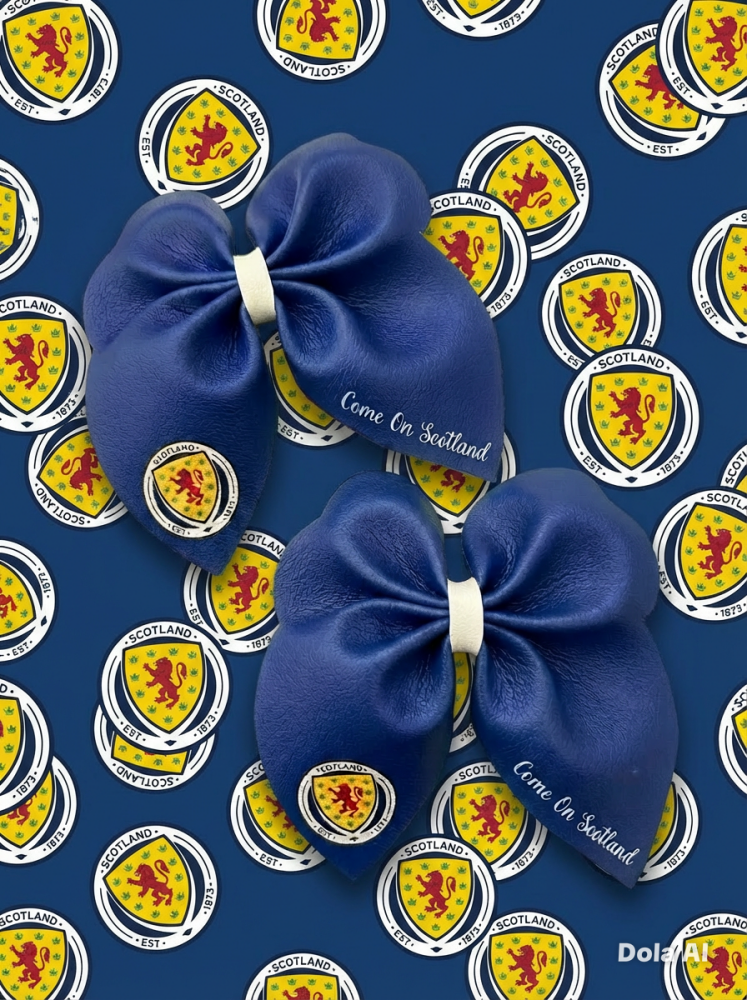 NAVY Long tail Come on Scotland Pinch Bow Cut n Pinch printed leather sheet