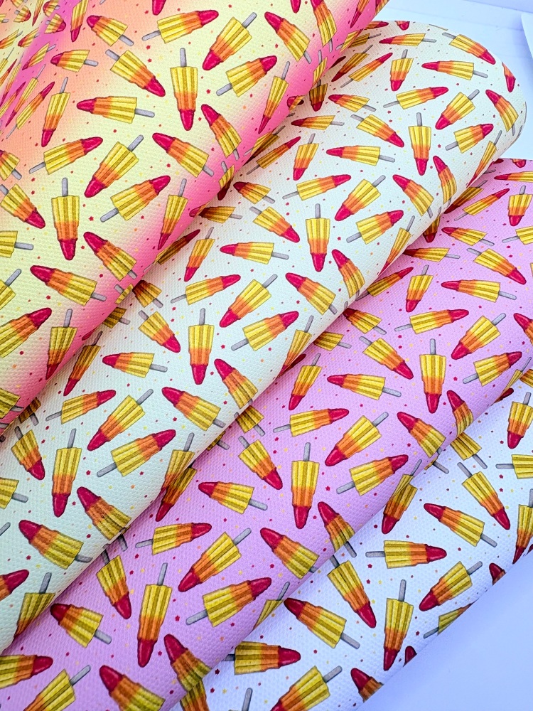 1800 - Rocket Lollies Summer ice lolly printed canvas fabric sheet