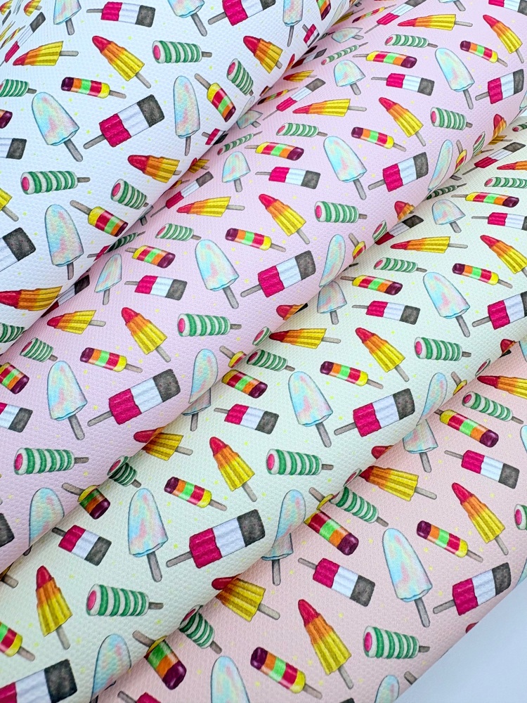 1800 - Mixed Lollies Summer ice lolly printed canvas fabric sheet