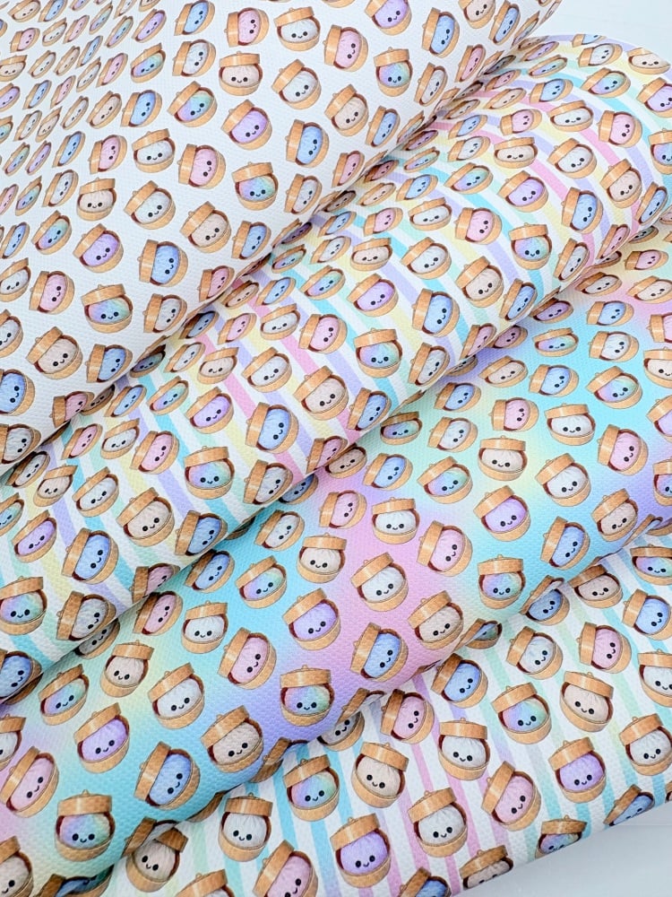 1800 -Pastel Rainbow Dumplings printed canvas fabric sheet