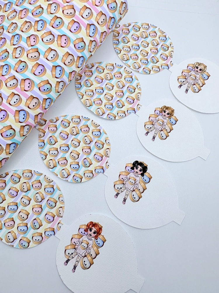 Rainbow dumpling dolly girl dumplings printed  Dolly bow loop pre cut bow loop
