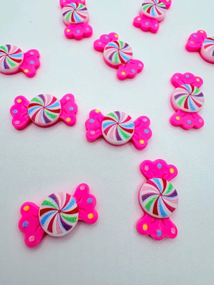 Bright pink sweetie embellishment resin flatback embellishment