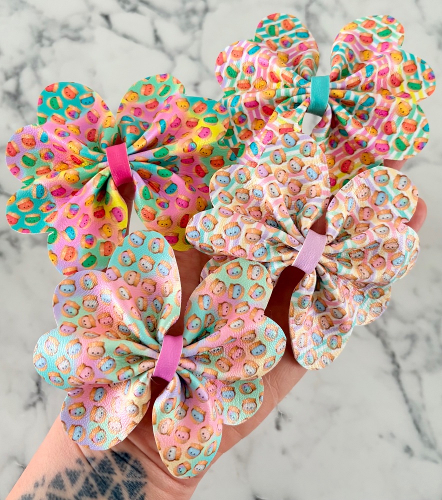 Rainbow dumplings Scallop Pinch Bow Cut n Pinch printed leather sheet