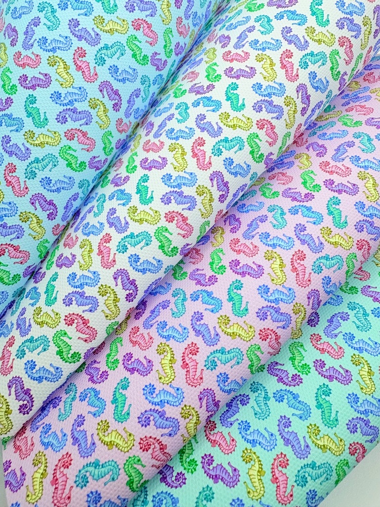 1800 - Summer Rainbow seahorses printed canvas fabric sheet