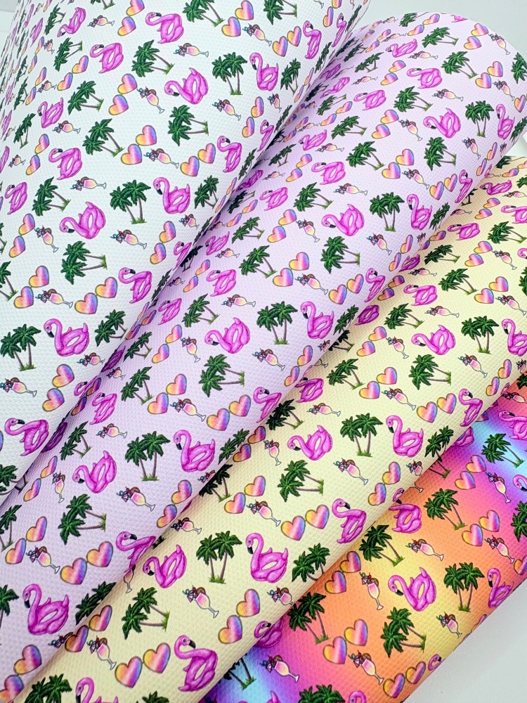 1800 - Summer Flamingo Floatie printed canvas fabric sheet
