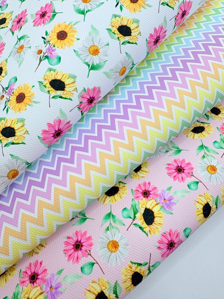Pastel sunflower chevron Fabric Friday Bundle
