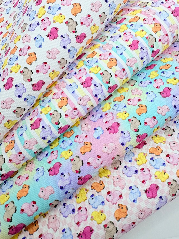 1800 - Rainbow Capy club printed canvas fabric sheet