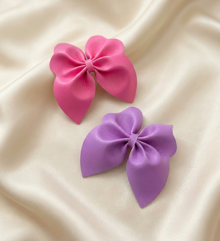 Hot Pink and purple Pinch Bow Cut n Pinch printed leather sheet