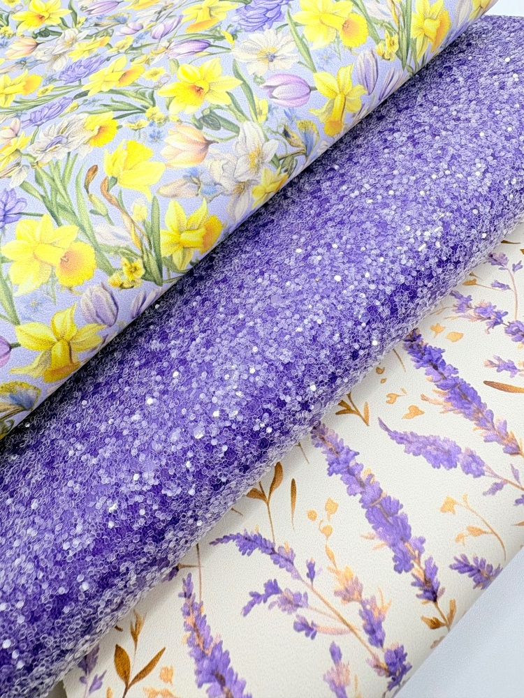 Lavender golden floral print Fabric Friday Bundle