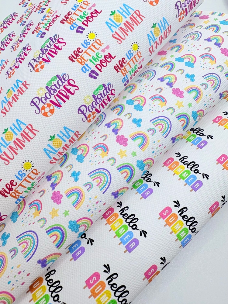 Hello summer pastel rainbow holiday print Fabric Friday Bundle