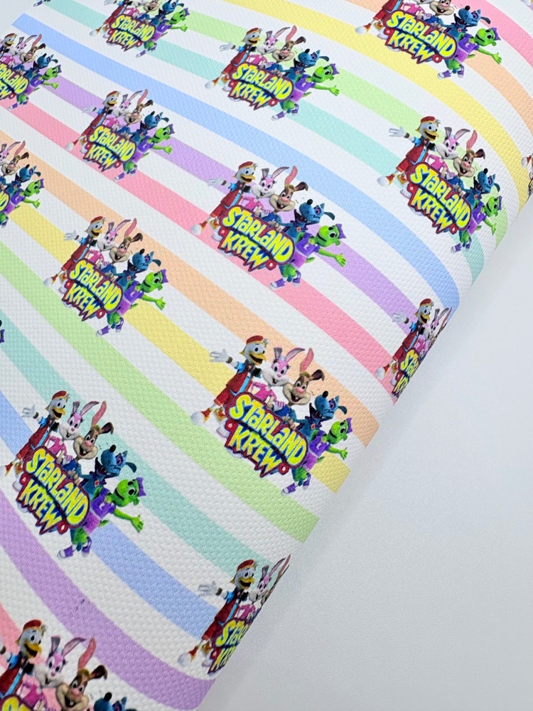 1696 - Rainbow Stripe Starland Krew printed canvas fabric sheet