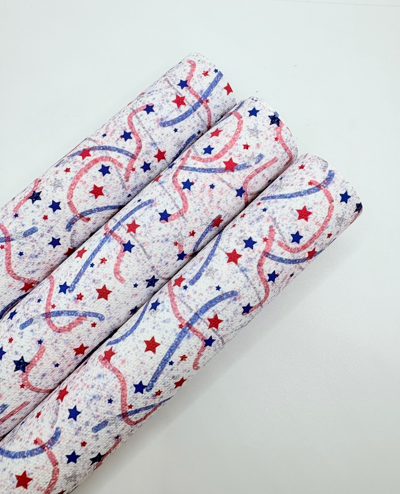 1190 - Zooming blue red stars 4th july print printed canvas sheet