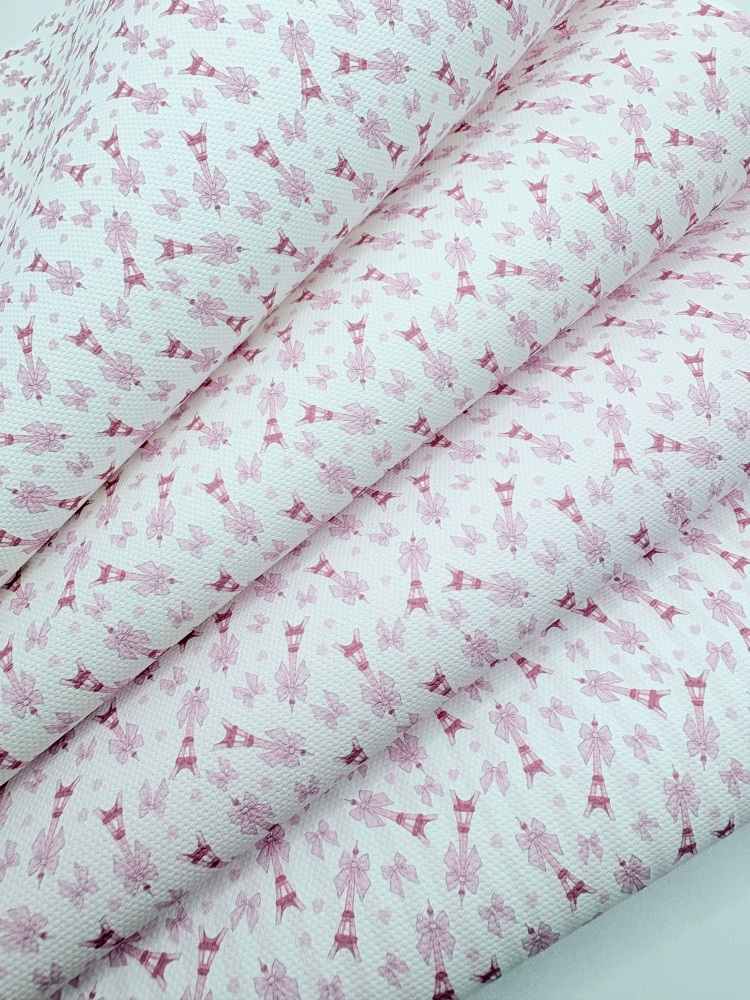 1802 - Pink paris france printed canvas fabric sheet