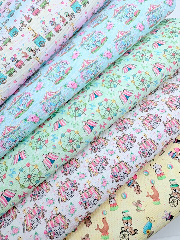 1802 - Circus carnival theme big top printed canvas fabric sheet