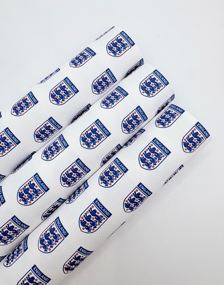 1502 - England Badge Blue printed canvas fabric