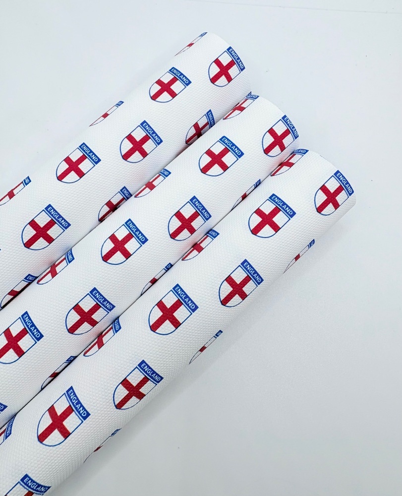 1502 - England Badge Red printed canvas fabric