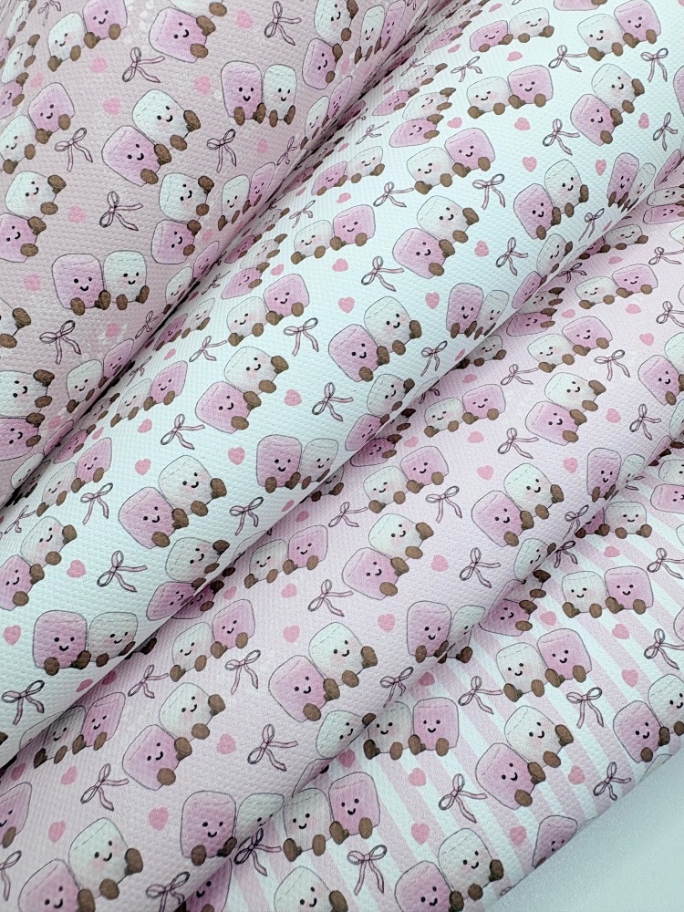 1802 - Kawaii Marshmellows printed canvas fabric sheet