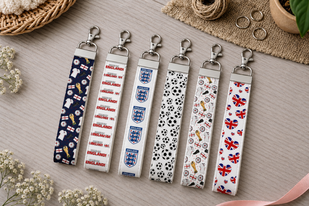WORLD CUP ENGLAND- Cut your own Wristlet leatherette strips