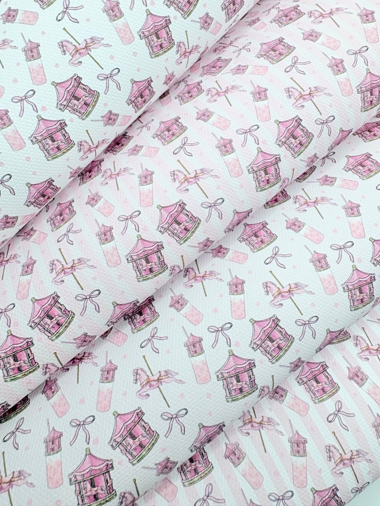 1802 - Carousel Milshakes carnival printed canvas fabric sheet