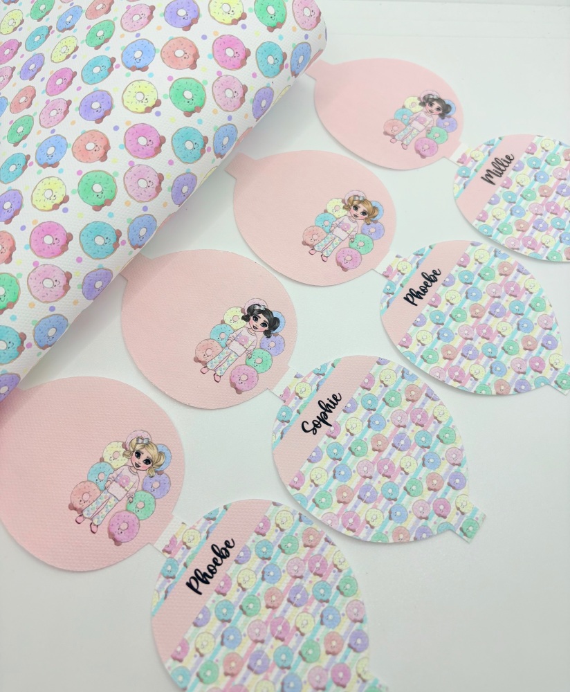 Doughnut dolly girl printed  Dolly bow loop pre cut bow loop