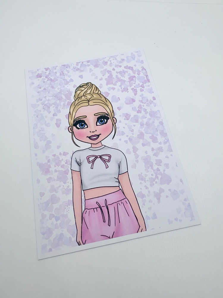 Coquette Tshirt Girl printed bow card (PACK OF 10)