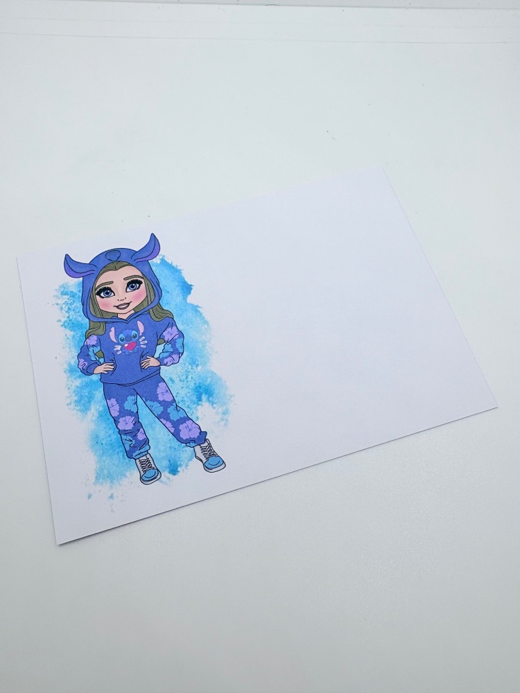 Stitch onesie Tracksuit Girl printed bow card (PACK OF 10)