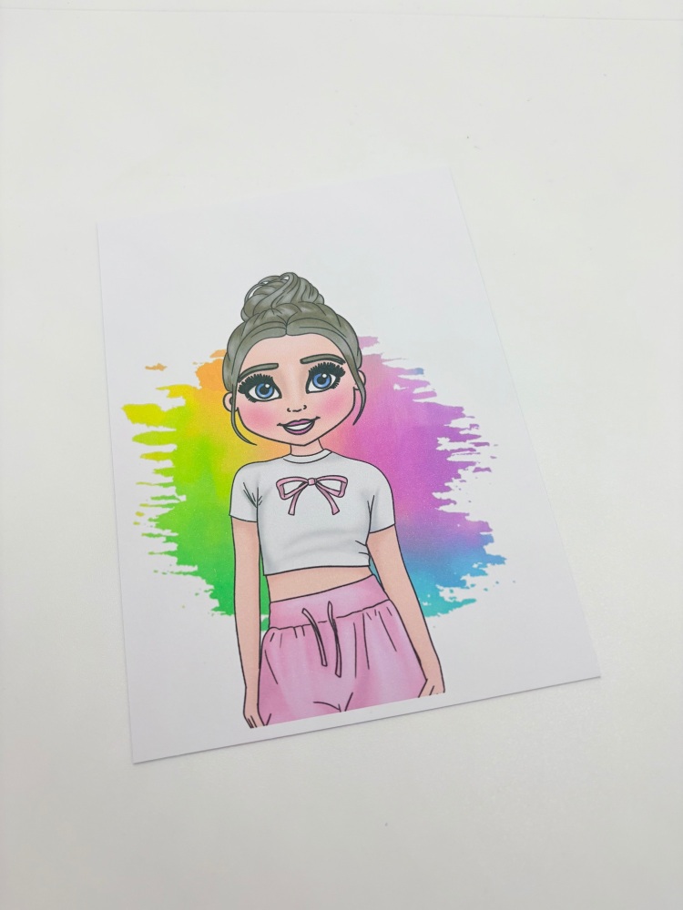 Rainbow coquette tracksuit Girl printed bow card (PACK OF 10)