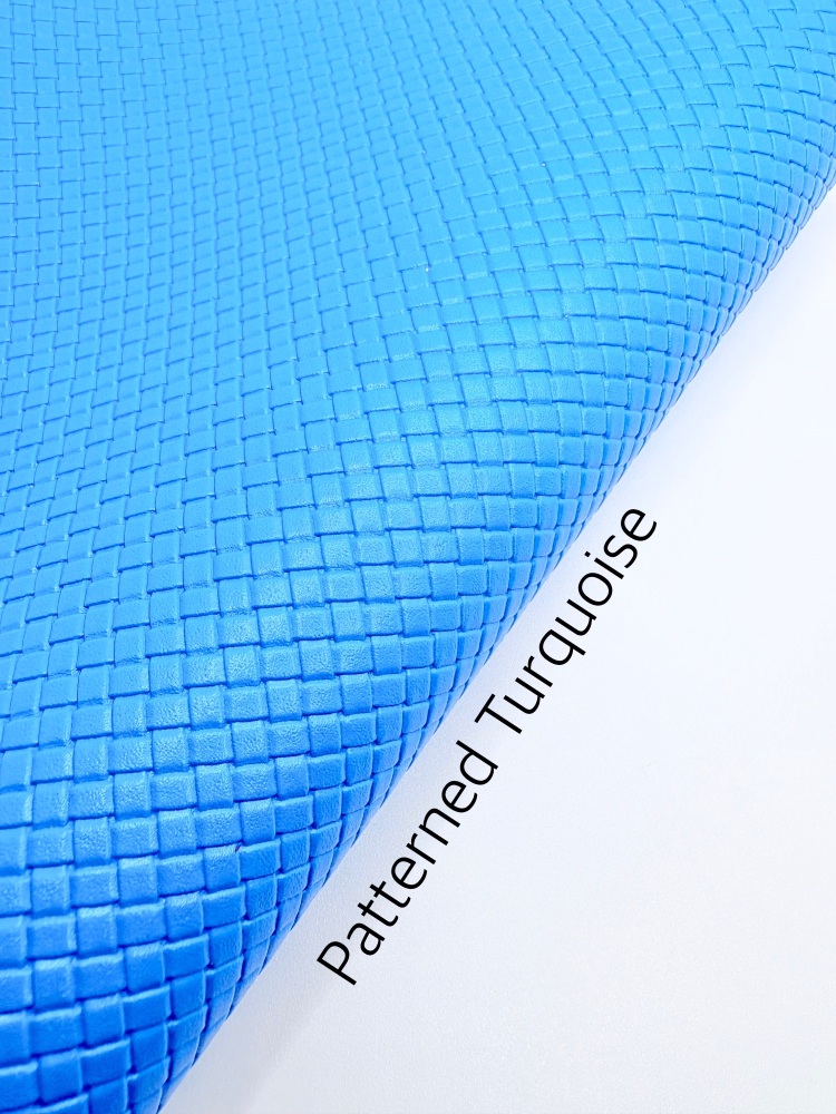 Glossy turquoise patterned plain leather