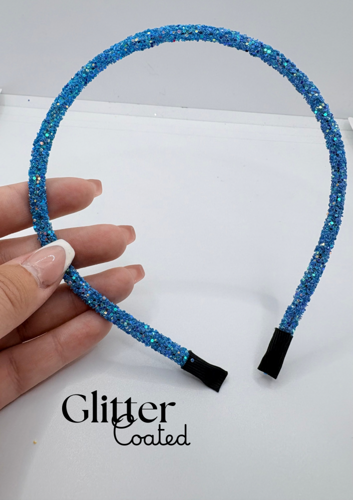 BLUE - Stunning glitter lined top quality Hairbands Hairband