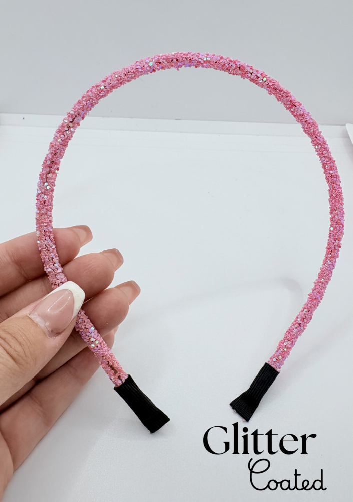 PINK - Stunning glitter lined top quality Hairbands Hairband