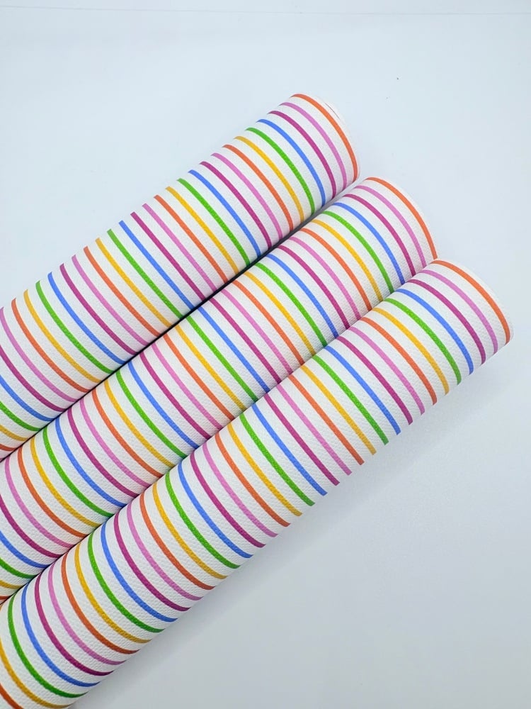 1805 - Rainbow multicolour stripe printed canvas sheet