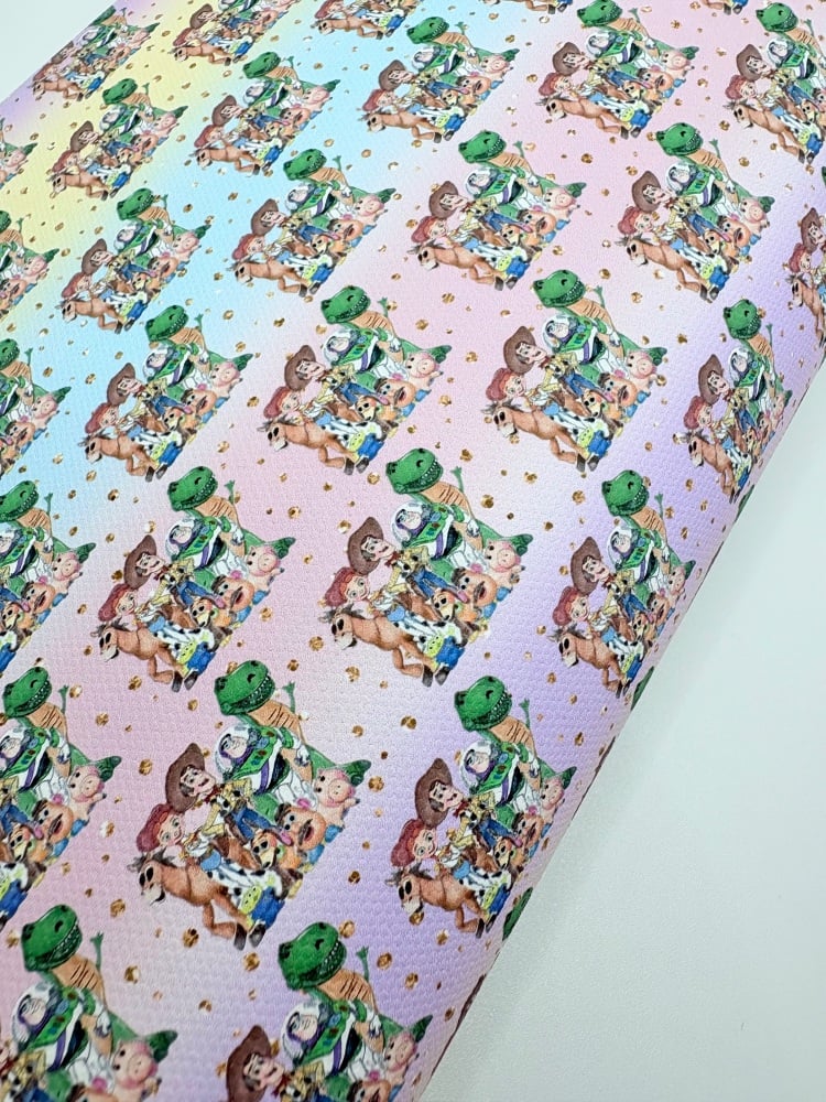 1802 - Ombre watercolour toy story printed canvas fabric sheet