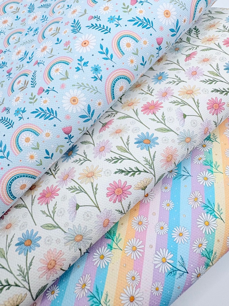 Pastel rainbow daisies Fabric Friday Bundle