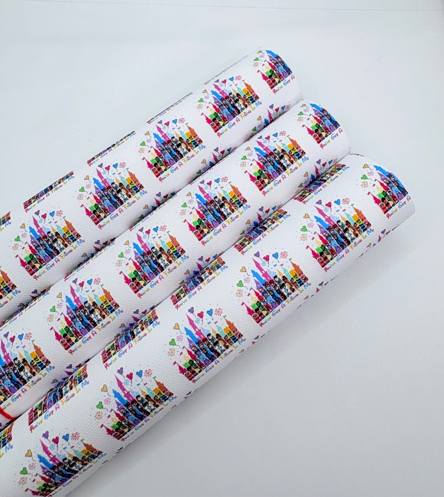 1802 - White Castle watercolour toy story printed canvas fabric sheet