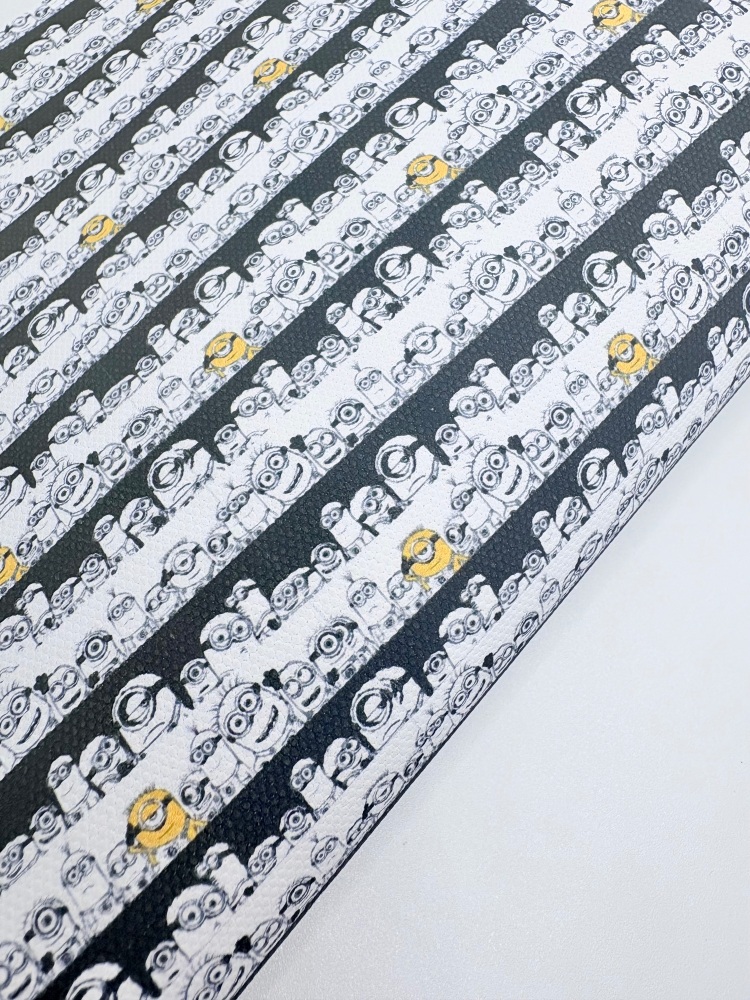 1146 - Minion black monochrome printed canvas sheet