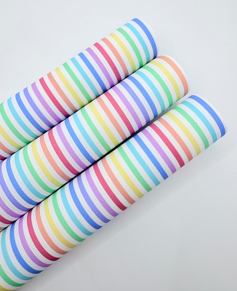 1146 - Pastel Vibrant Rainbow Stripe printed canvas sheet
