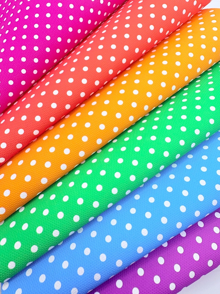 1438 - Neon Summer Polka Dots printed canvas sheet