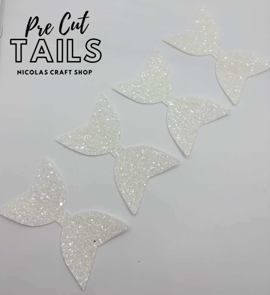X4 WHITE ICED PRE CUT LUXURY GLITTER TAILS