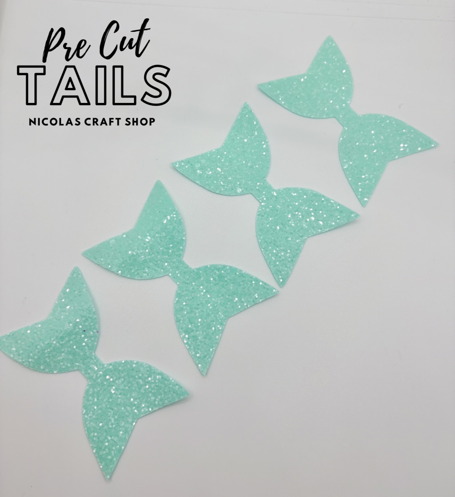 X4 GREEN ICED PRE CUT LUXURY GLITTER TAILS
