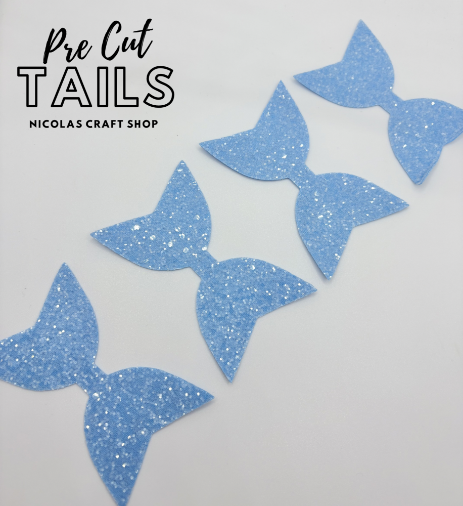 X4 BLUE ICED PRE CUT LUXURY GLITTER TAILS