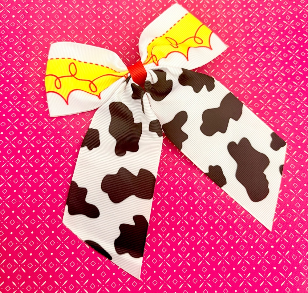 Cow girl Jessie long tail inspired Grosgrain Hair bow Stall Filler with clip